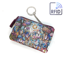 Monedero de piel Belmonte paisaje morado multicolor colección Vidrieras de mujer nueva temporada