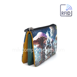 Monedero de piel Belmonte paisaje multicolor colección Setas de mujer de fuelle