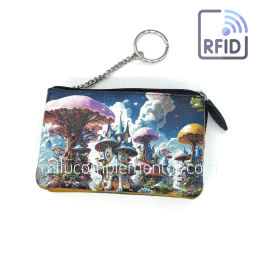 Monedero de piel Belmonte paisaje multicolor colección Setas de mujer llavero