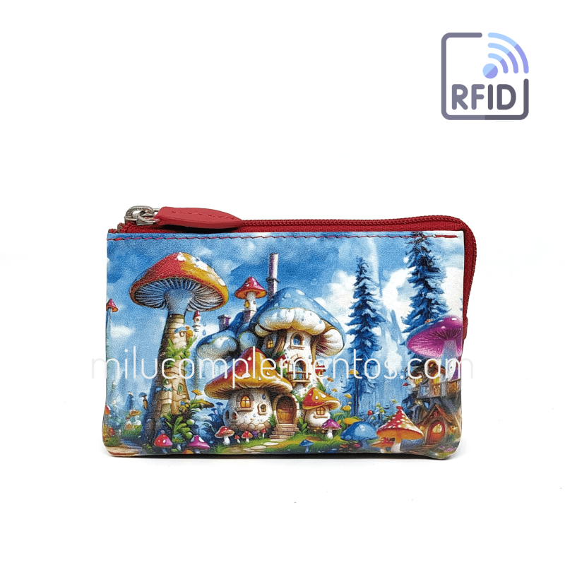 Monedero de piel Belmonte paisaje multicolor colección Setas de señora otoño invierno 2025 2026