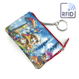Monedero de piel Belmonte paisaje multicolor colección Setas de mujer con llavero