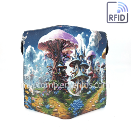 Cartera de piel pequeña Belmonte paisaje abierto multicolor colección Setas de mujer