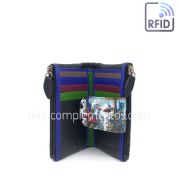 Cartera de piel pequeña Belmonte paisaje multicolor colección Setas de mujer abierta