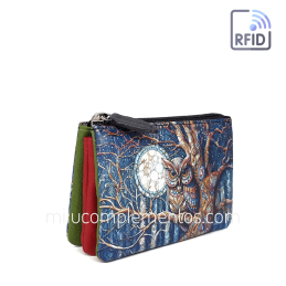 Monedero de piel Belmonte Luna llena otoño multicolor colección Búhos de mujer