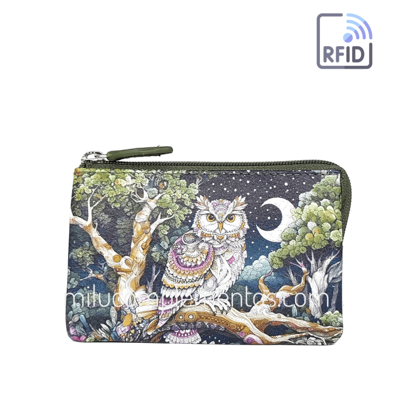 Monedero de piel Belmonte Luna creciente multicolor colección Búhos de señora otoño invierno 2025 2026