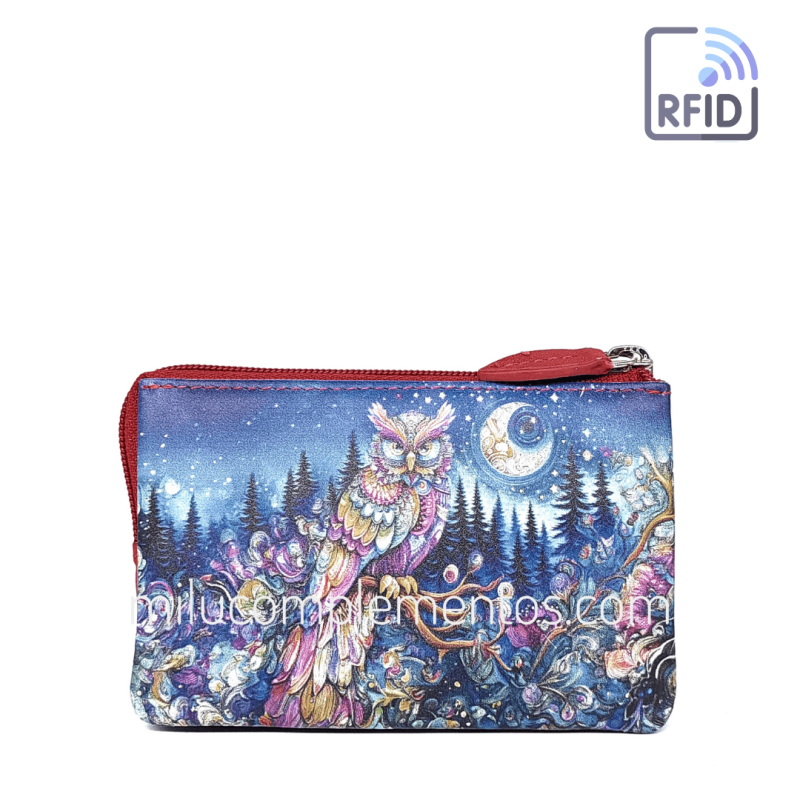 Monedero de piel Belmonte Luna menguante multicolor colección Búhos de chica online