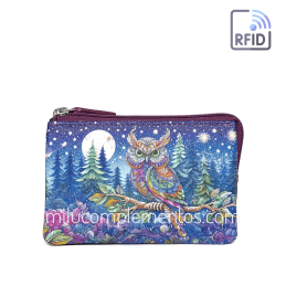 Monedero de piel Belmonte Luna llena multicolor colección Búhos de mujer nueva temporada