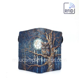 Cartera de piel pequeña Belmonte Luna llena otoño multicolor colección Búhos de mujer