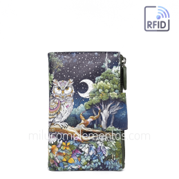 Cartera de piel pequeña Belmonte Luna creciente multicolor colección Búhos de señora nueva temporada