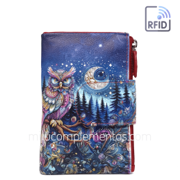 Cartera de piel mediana Belmonte Luna menguante multicolor colección Búhos de chica otoño invierno 2025 2026