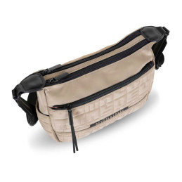 Bolso bandolera Devota & Lomba taupe de mujer tipo góndola de la colección Master doble hueco con cierre de cremallera