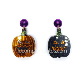 Terroríficos pendientes de metacrilato CALABAZAS HALLOWEEN efecto espejo