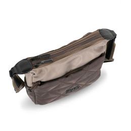 Bolso bandolera Devota & Lomba taupe/marrón de mujer tipo góndola de la colección Frame doble hueco con cierre de cremallera