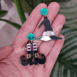 Pendientes de metacrilato BRUJA HALLOWEEN efecto espejo