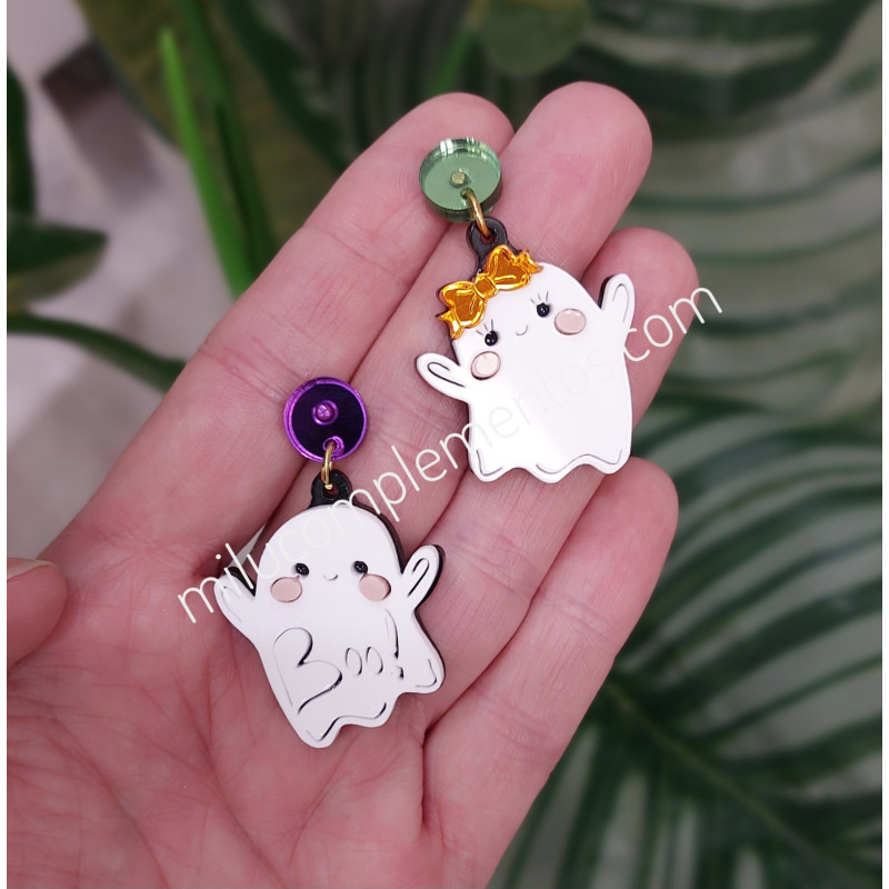 Pendientes de metacrilato FANTASMAS efecto espejo